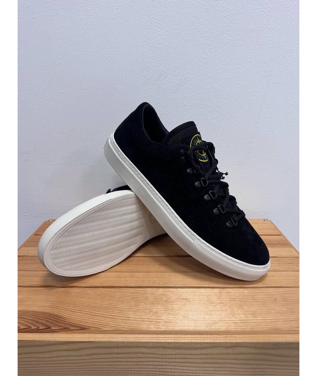 STONE ISLAND Черные замшевые низкие кроссовки / кеды, фото 2