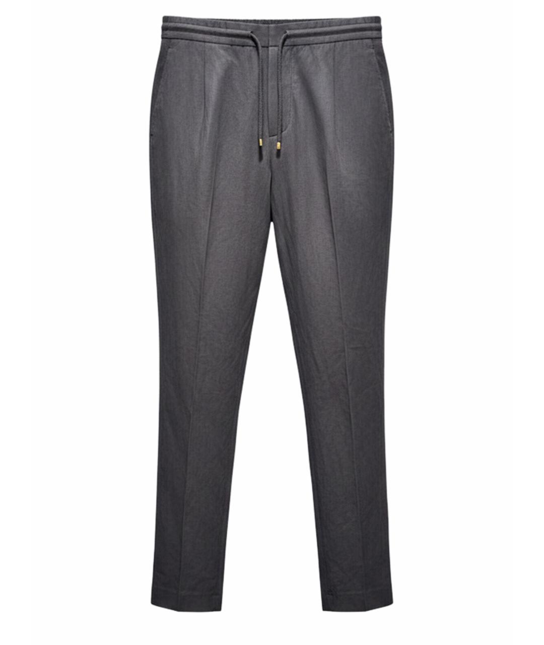 BRUNELLO CUCINELLI Коричневые льняные повседневные брюки, фото 1