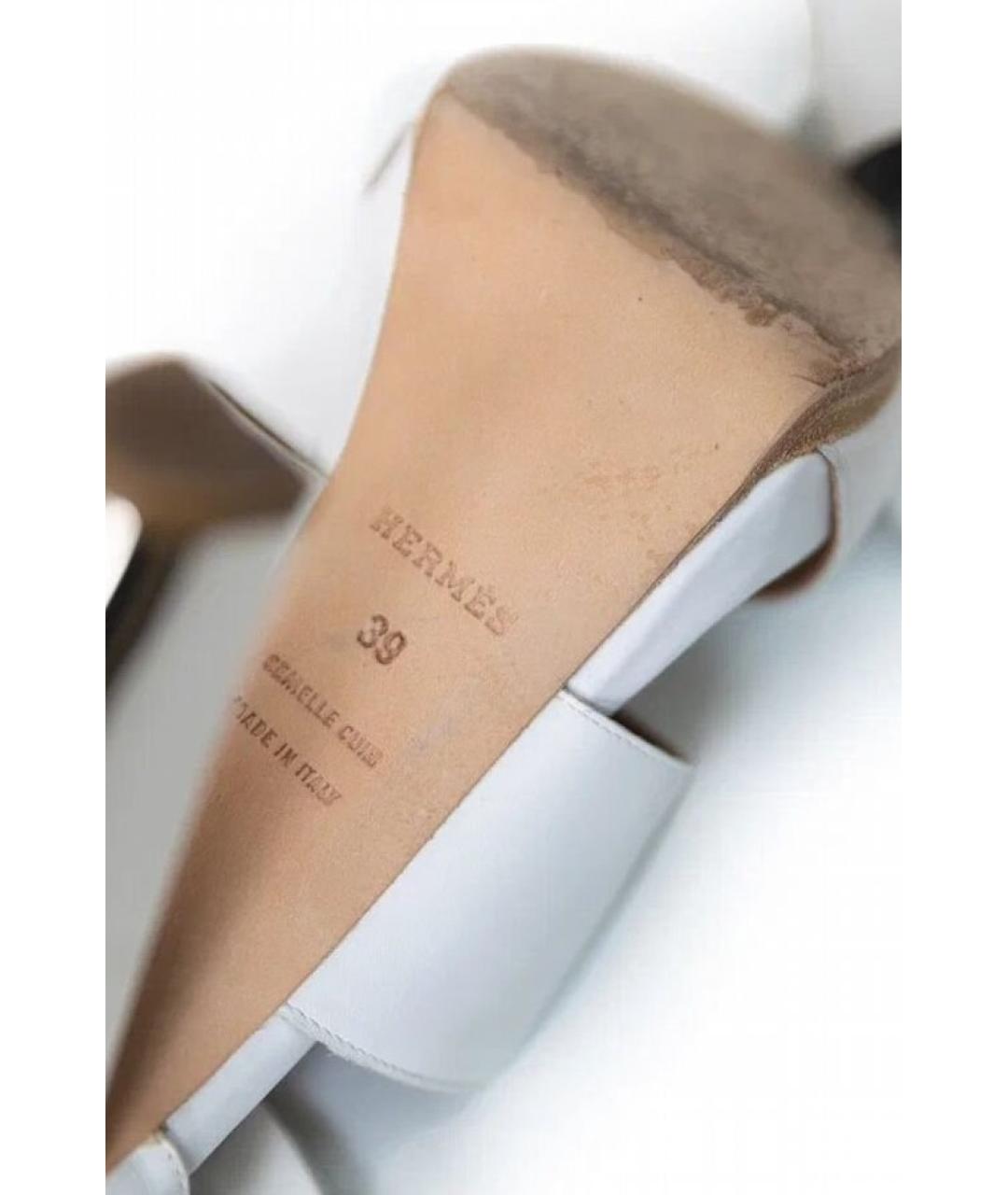 HERMES Белые кожаные босоножки, фото 6