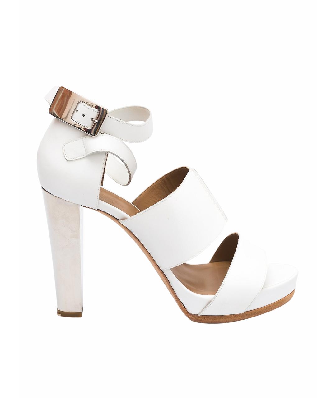 HERMES Белые кожаные босоножки, фото 1