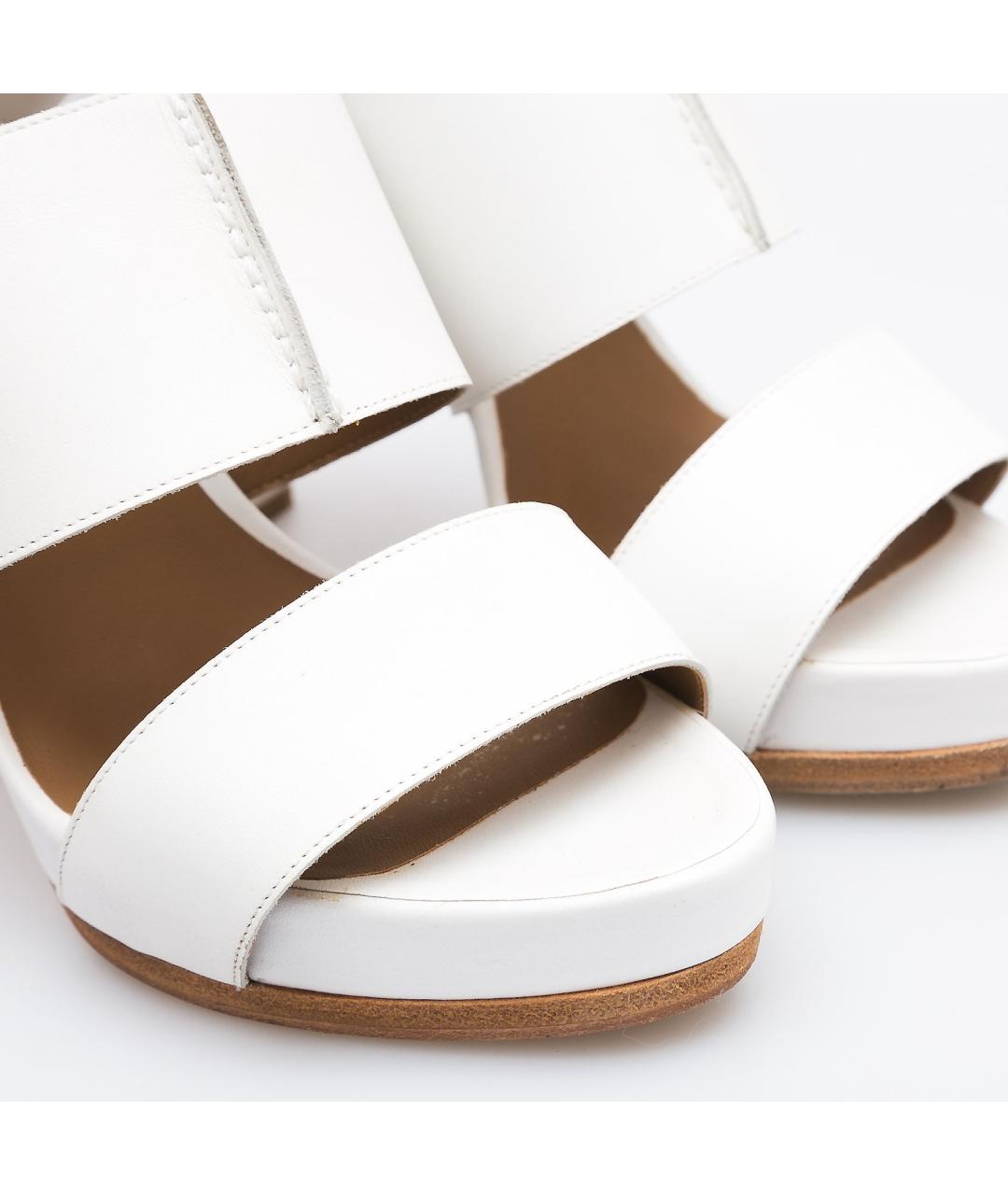 HERMES Белые кожаные босоножки, фото 3