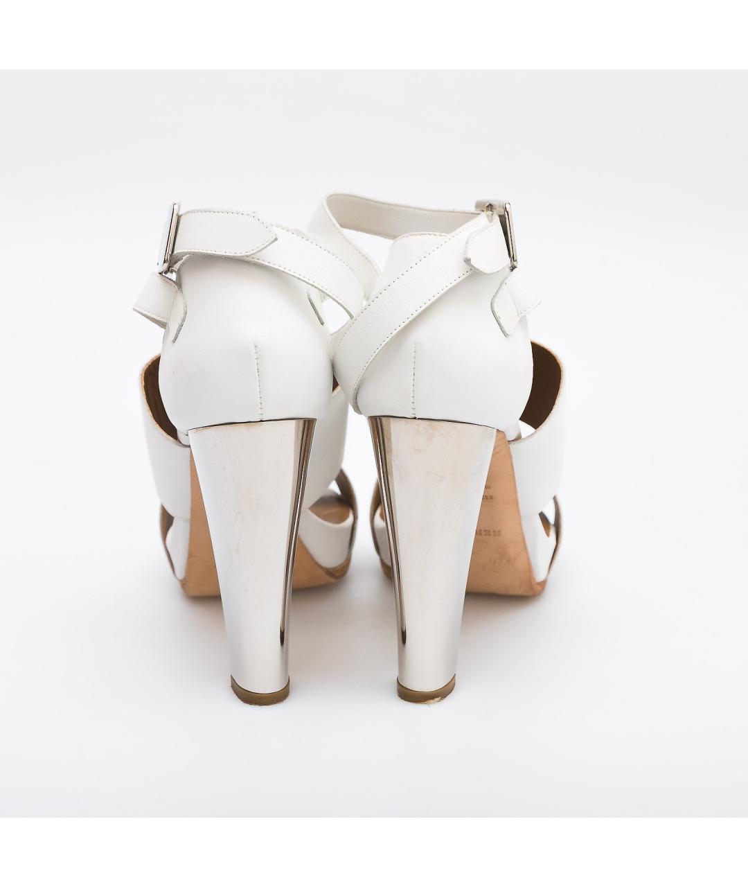 HERMES Белые кожаные босоножки, фото 4