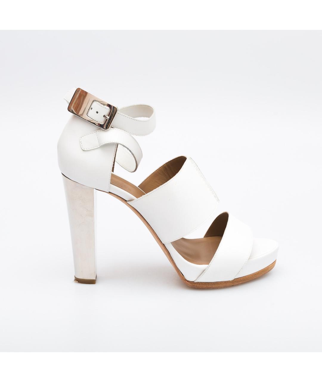 HERMES Белые кожаные босоножки, фото 7