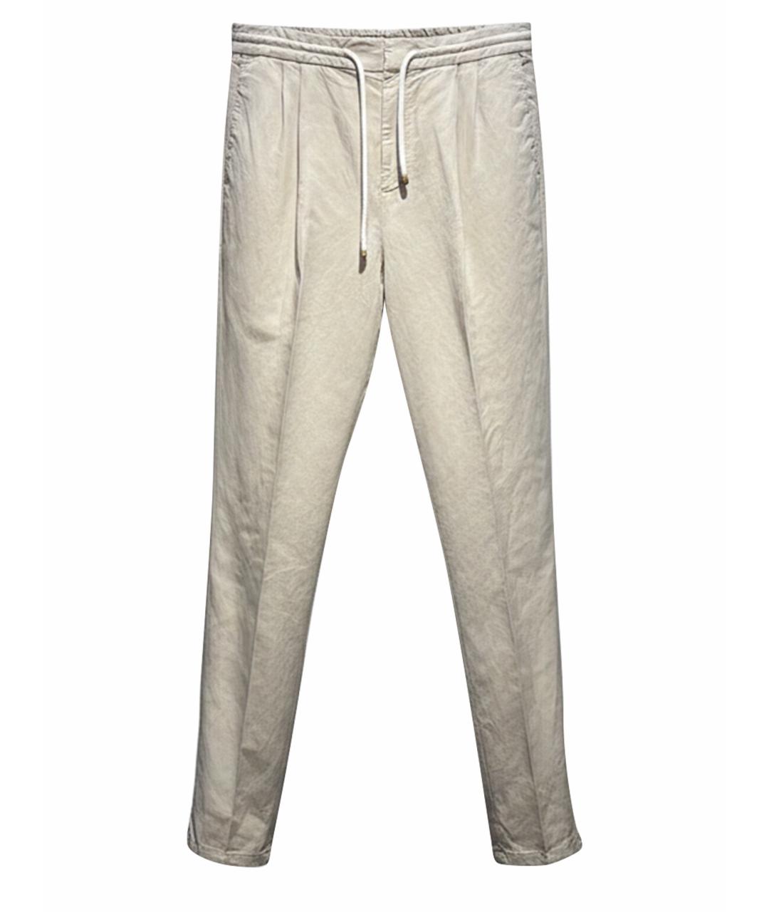 BRUNELLO CUCINELLI Бежевые льняные повседневные брюки, фото 1