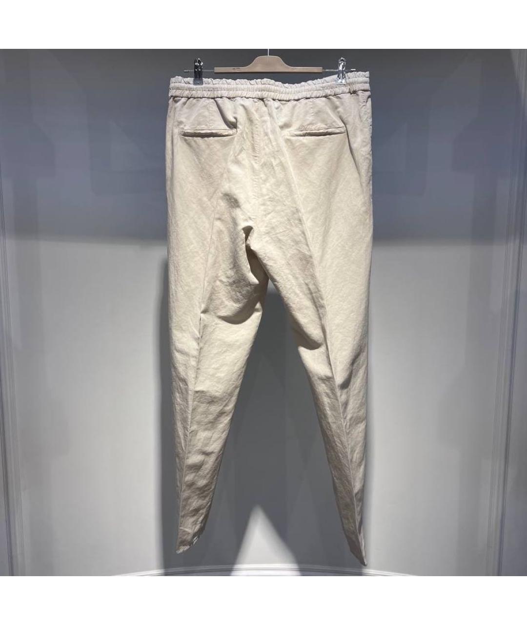 BRUNELLO CUCINELLI Бежевые льняные повседневные брюки, фото 2