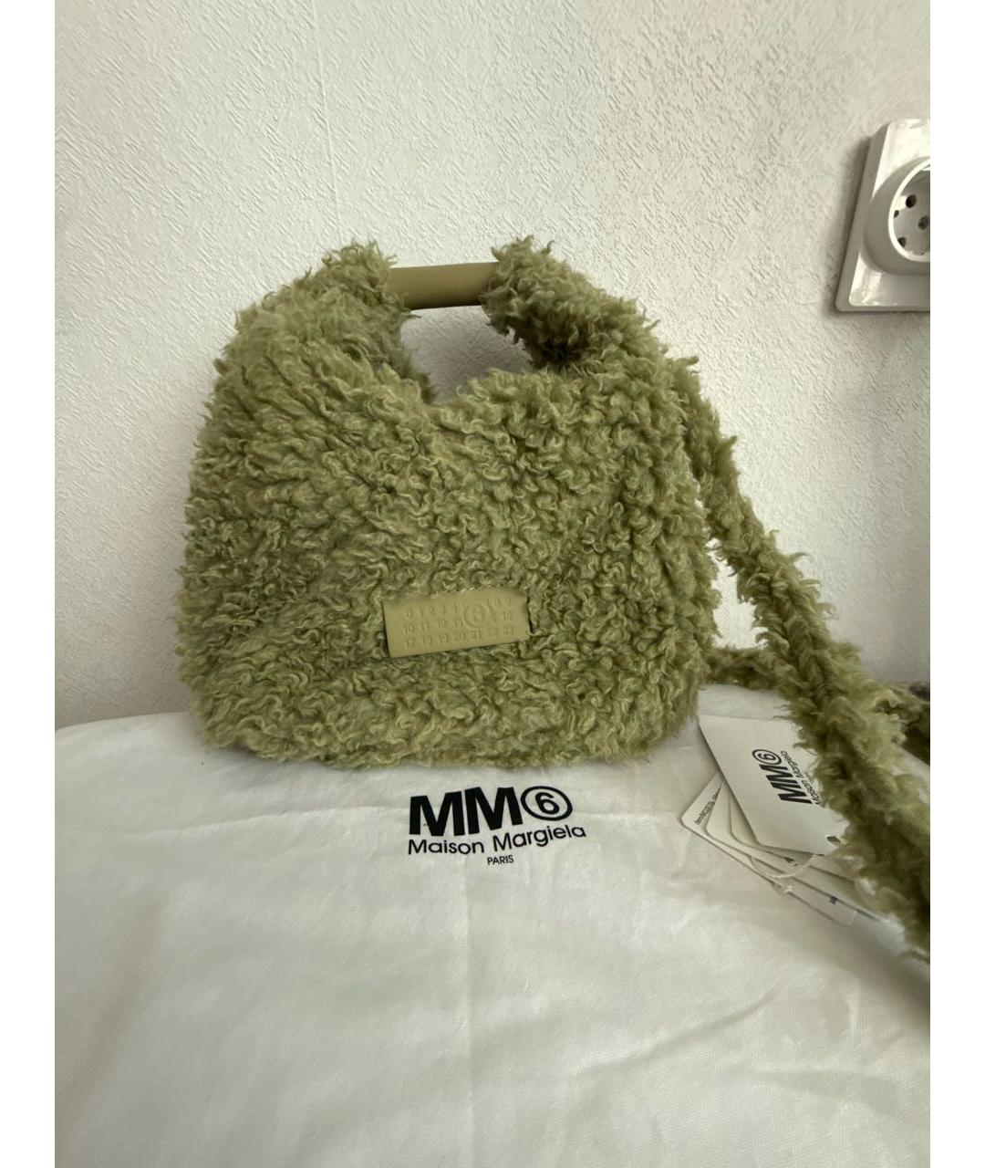 MM6 MAISON MARGIELA Зеленая синтетическая сумка с короткими ручками, фото 4