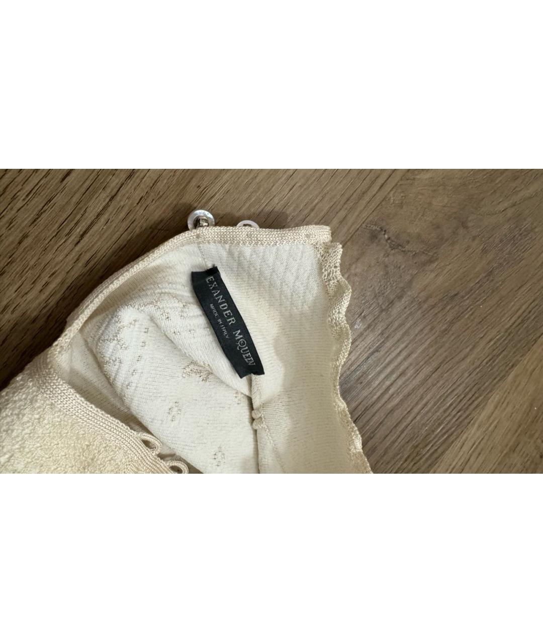 ALEXANDER MCQUEEN Белое полиэстеровое коктейльное платье, фото 5