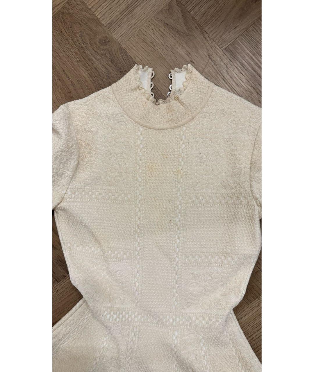 ALEXANDER MCQUEEN Белое полиэстеровое коктейльное платье, фото 4