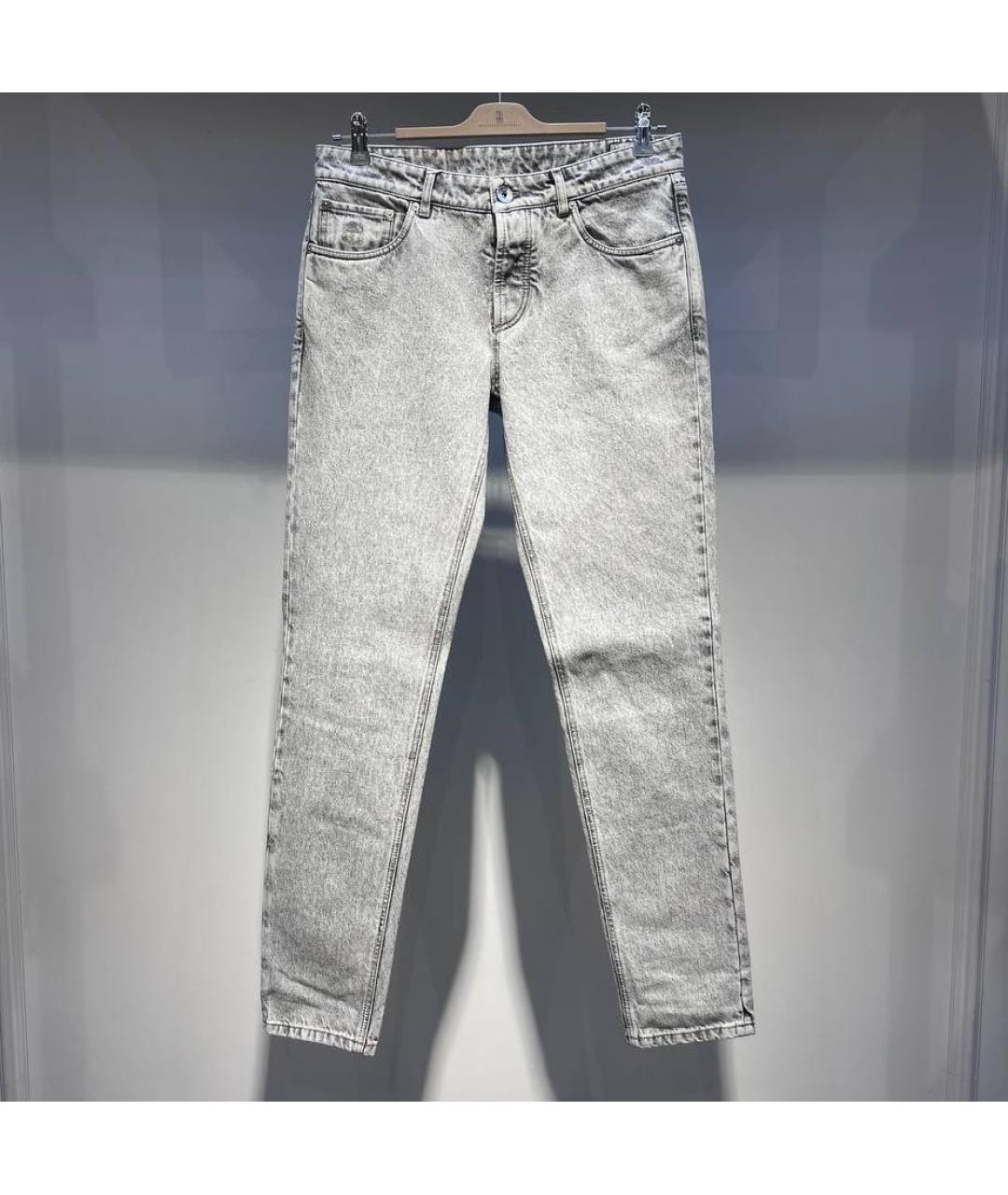 BRUNELLO CUCINELLI Серые хлопковые джинсы скинни, фото 3