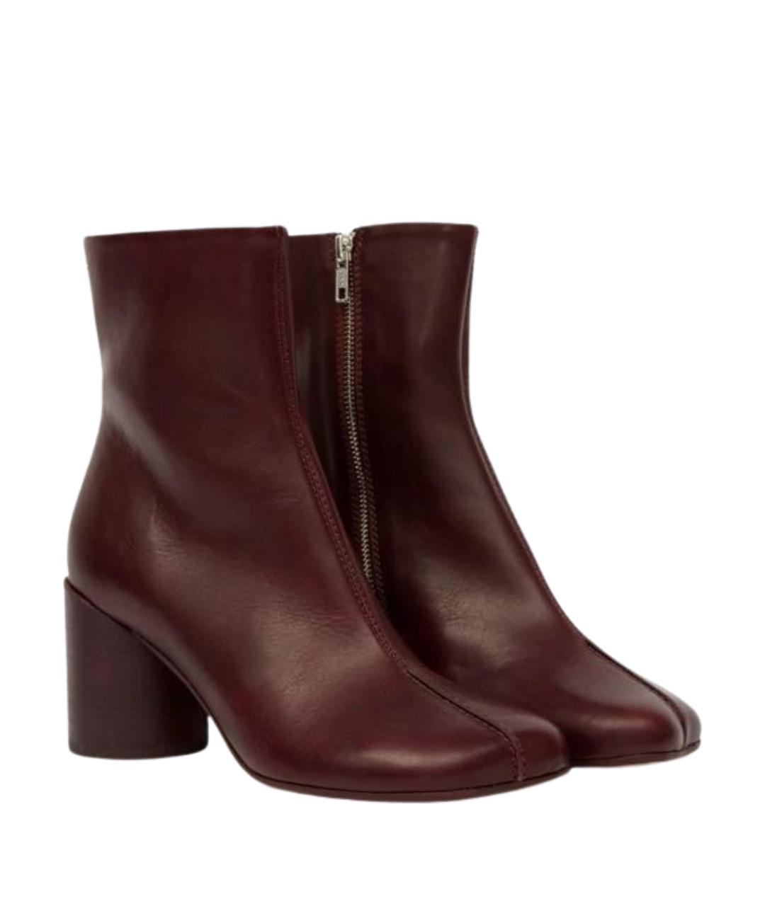 MM6 MAISON MARGIELA Бордовые кожаные ботильоны, фото 10