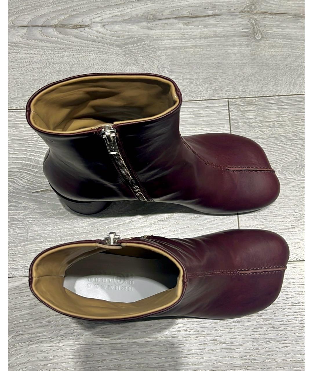 MM6 MAISON MARGIELA Бордовые кожаные ботильоны, фото 3