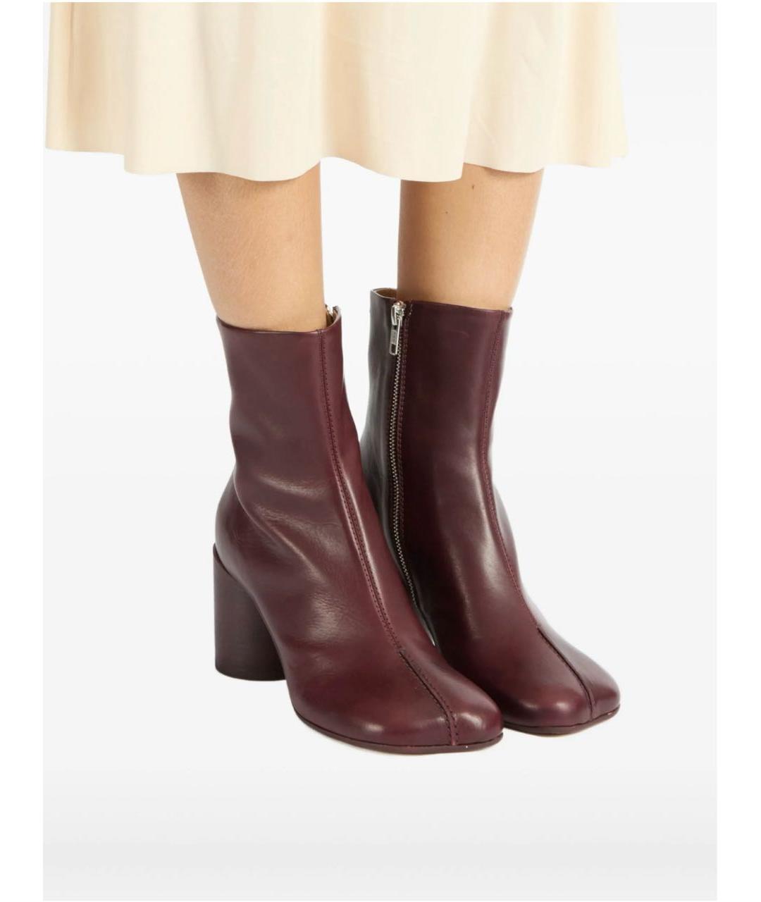 MM6 MAISON MARGIELA Бордовые кожаные ботильоны, фото 8