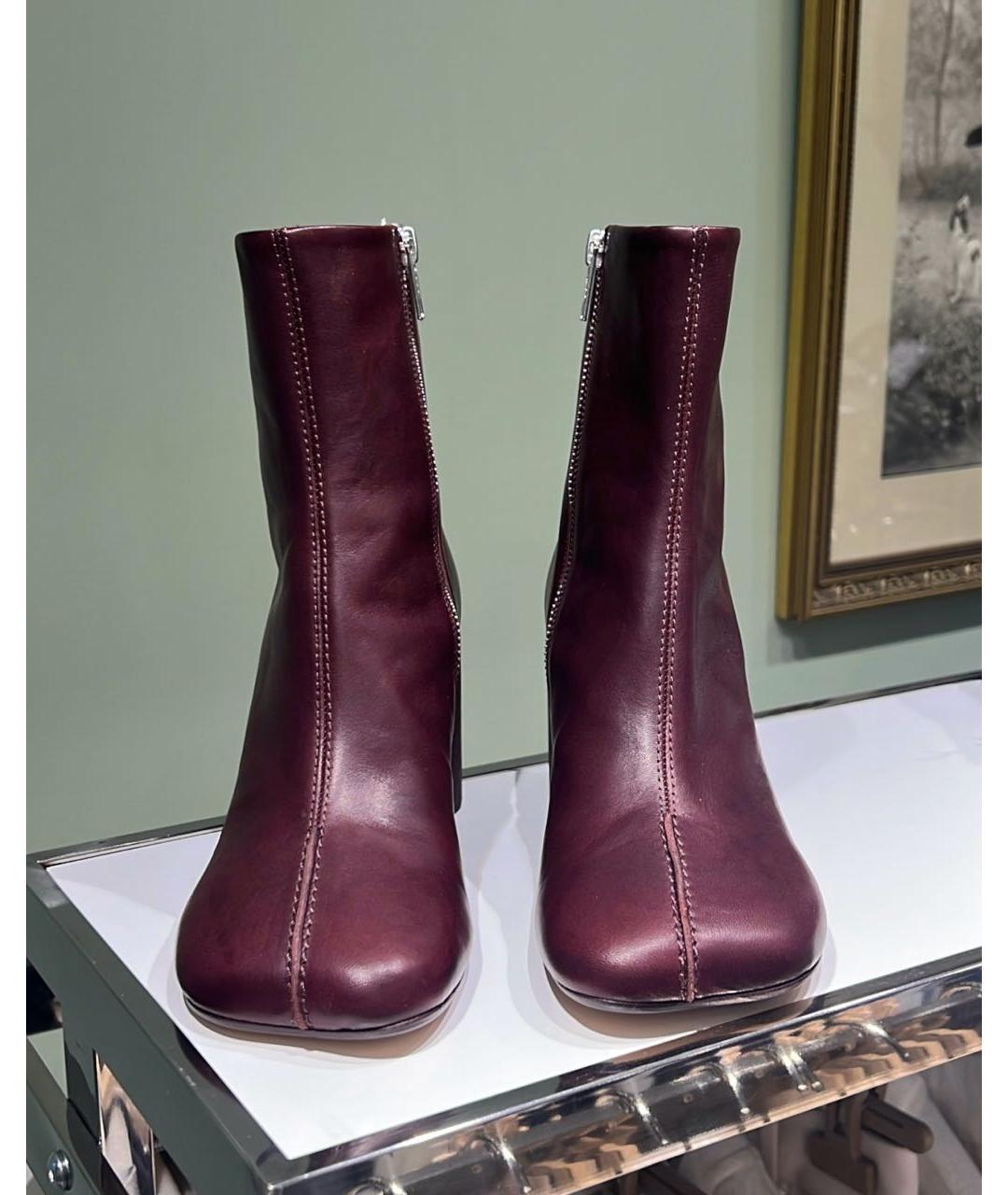MM6 MAISON MARGIELA Бордовые кожаные ботильоны, фото 2