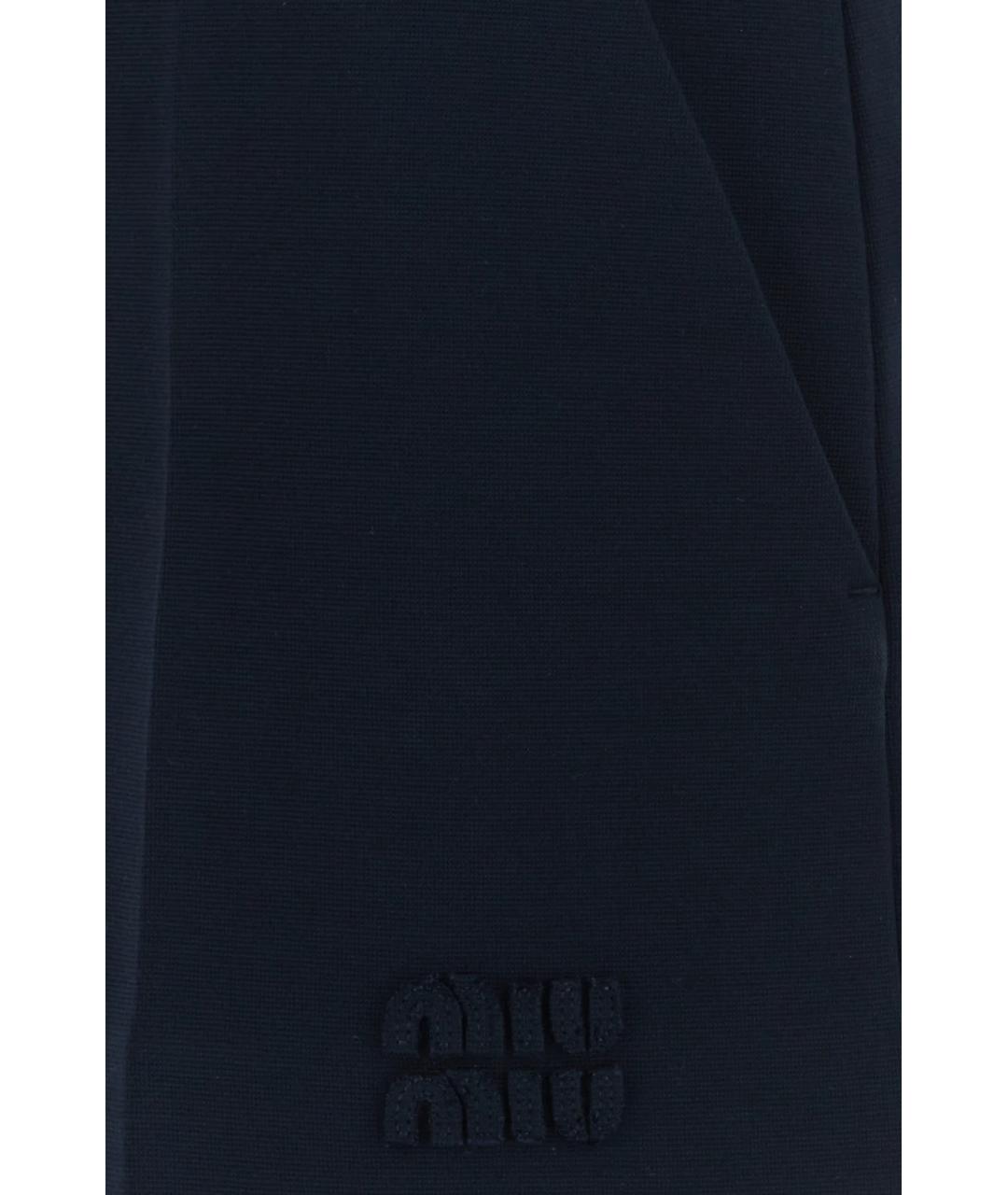 MIU MIU Темно-синяя вискозная юбка мини, фото 3