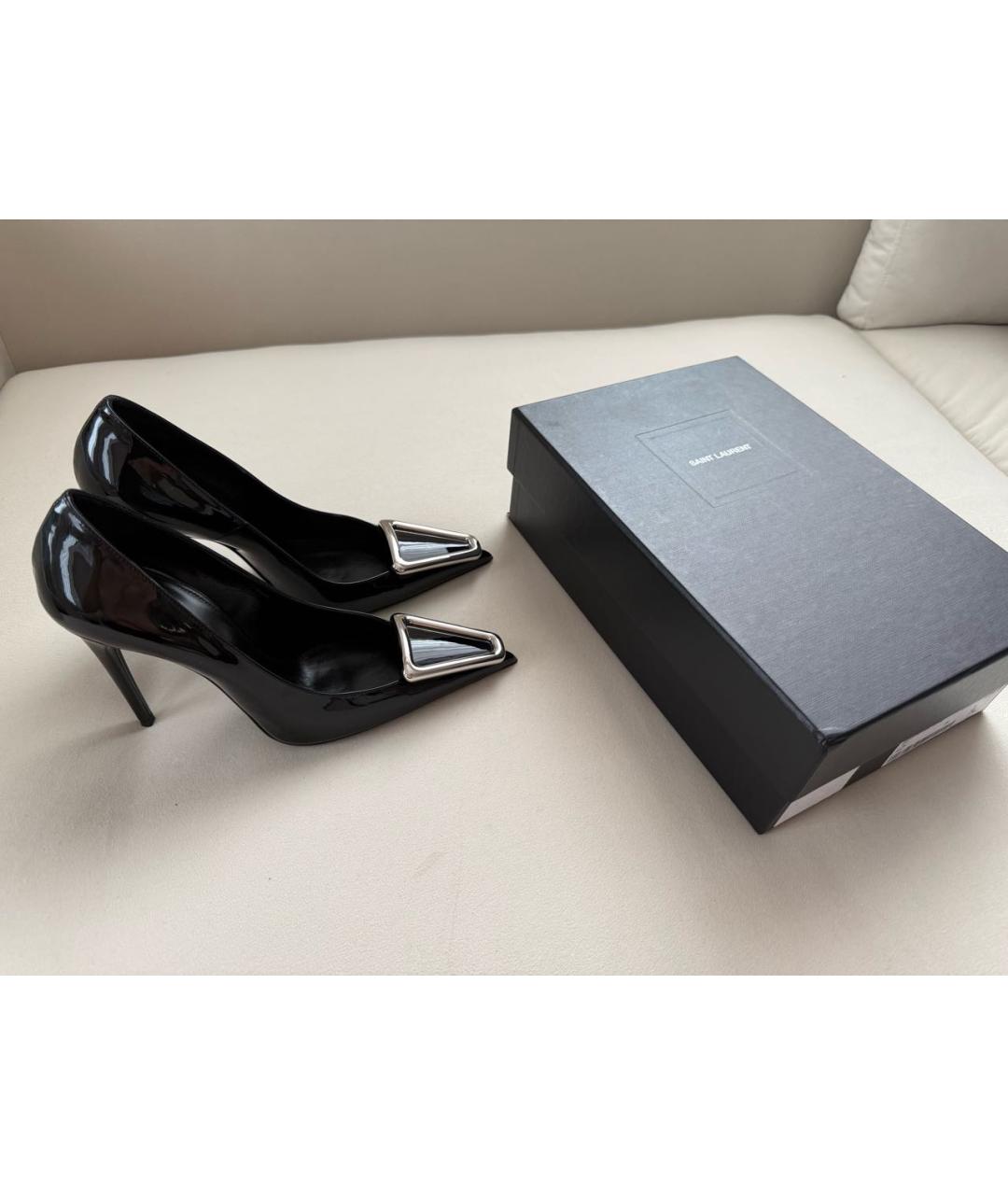 SAINT LAURENT Черные туфли из лакированной кожи, фото 5