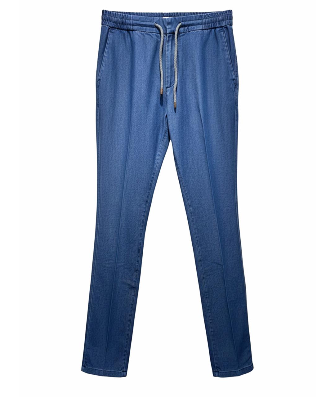 BRUNELLO CUCINELLI Синие хлопковые повседневные брюки, фото 1