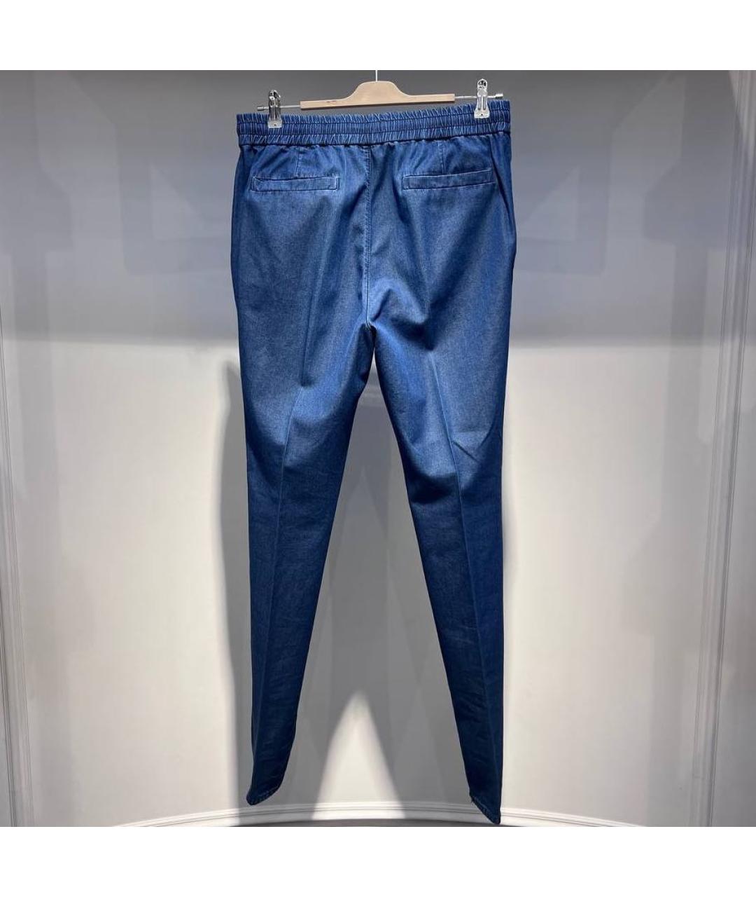 BRUNELLO CUCINELLI Синие хлопковые повседневные брюки, фото 2