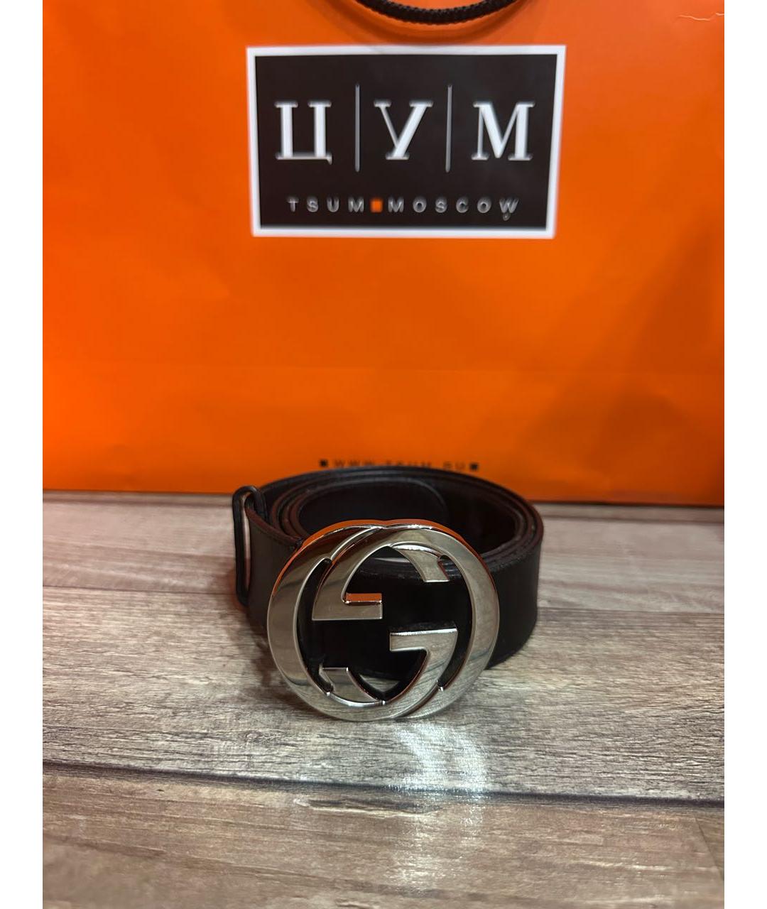 GUCCI Черный кожаный ремень, фото 2