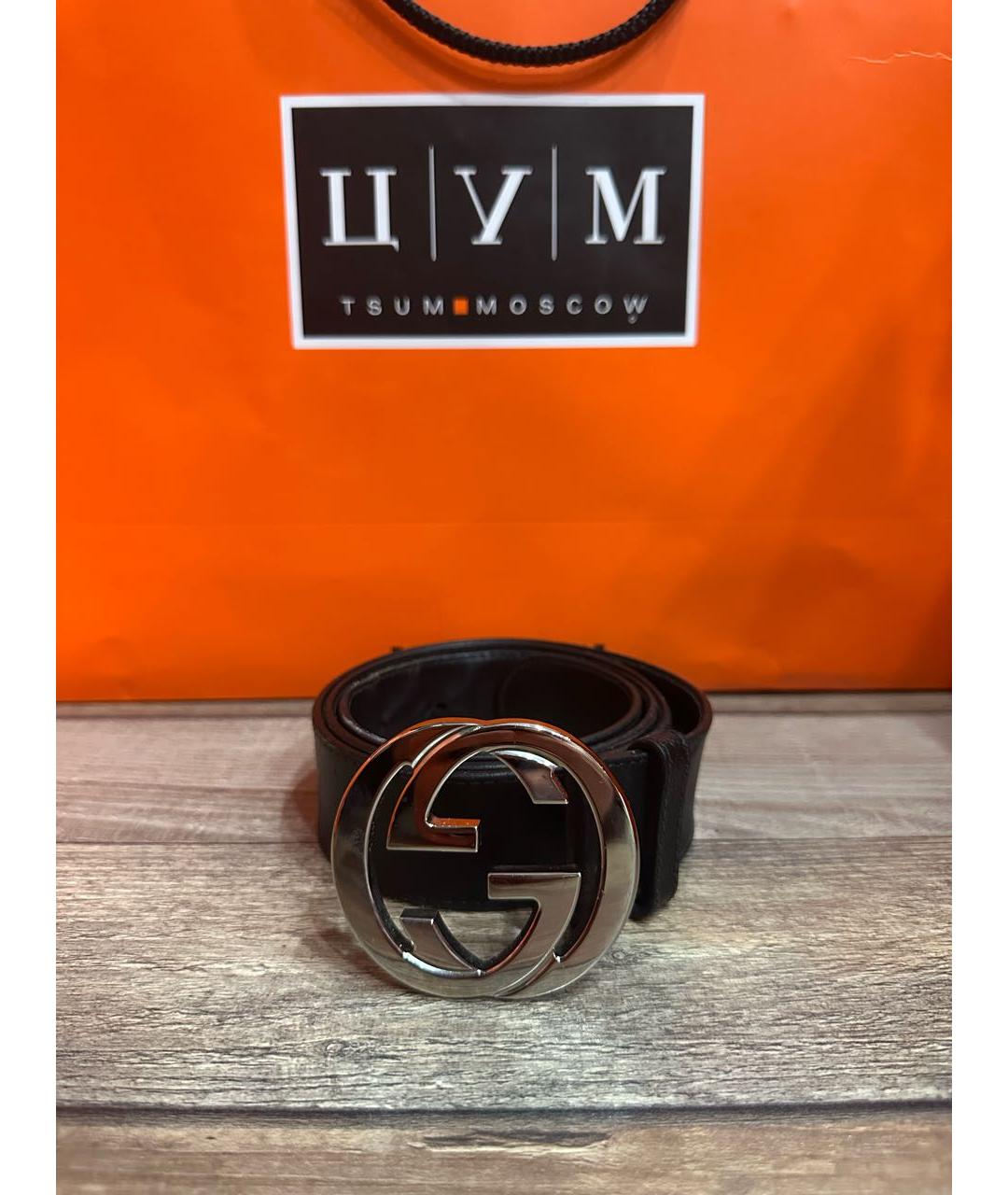 GUCCI Черный кожаный ремень, фото 3