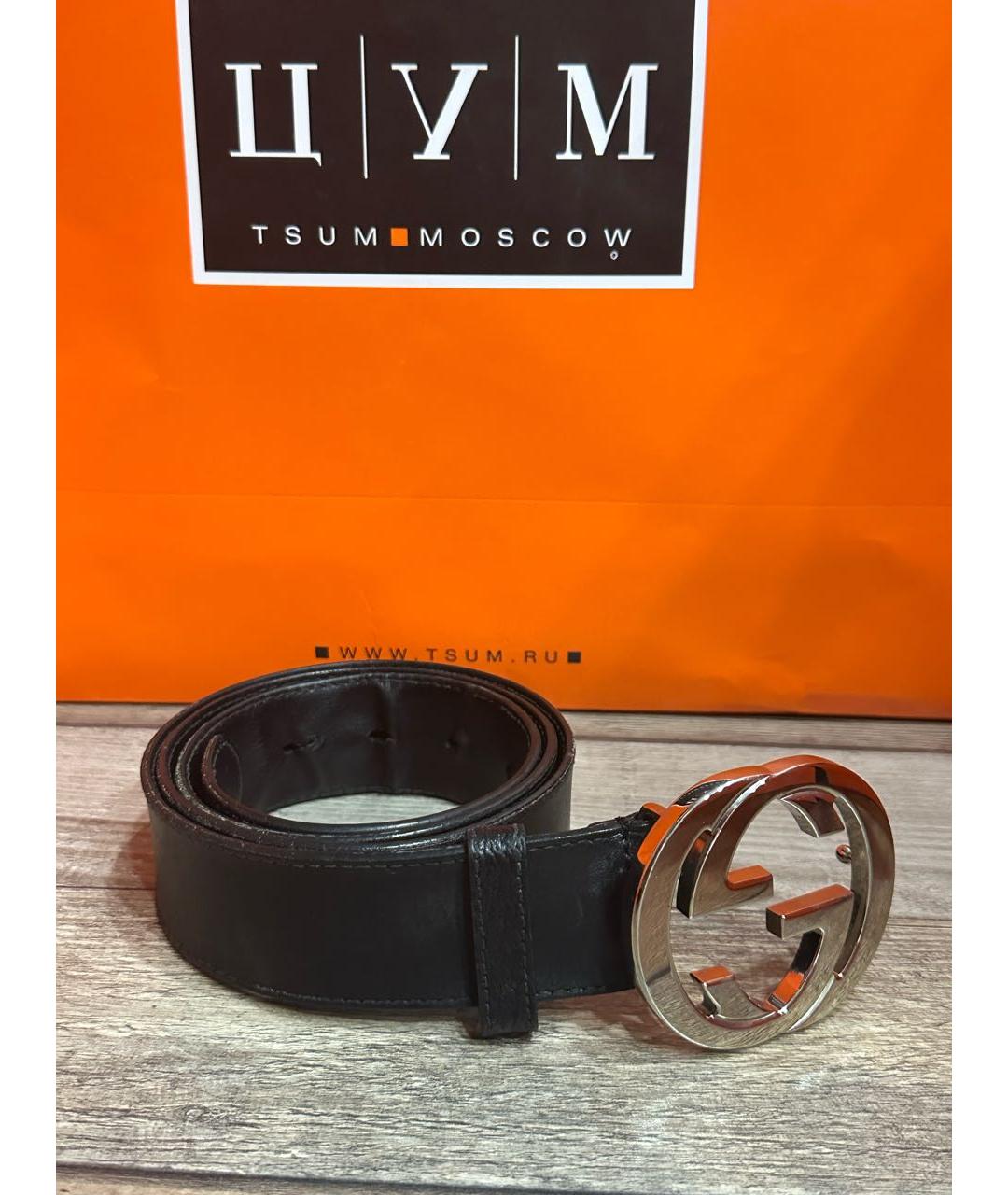 GUCCI Черный кожаный ремень, фото 4