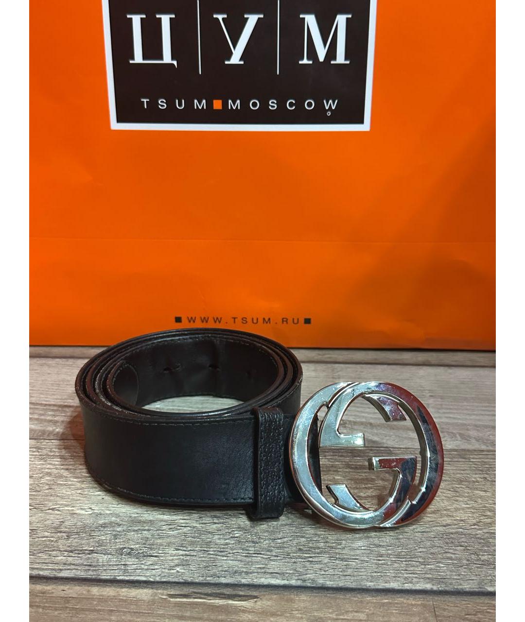 GUCCI Черный кожаный ремень, фото 8