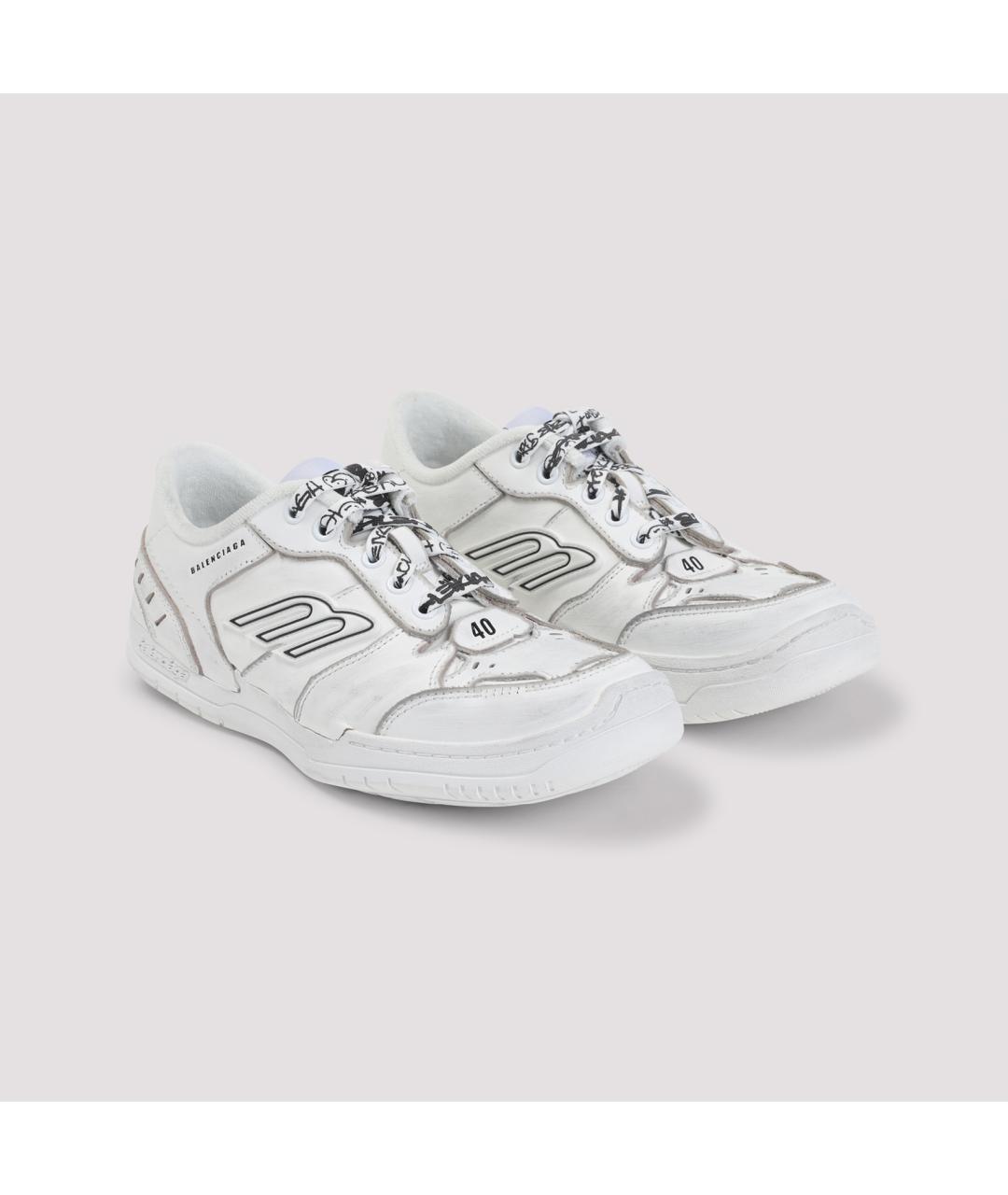 BALENCIAGA Белые кожаные кроссовки, фото 4
