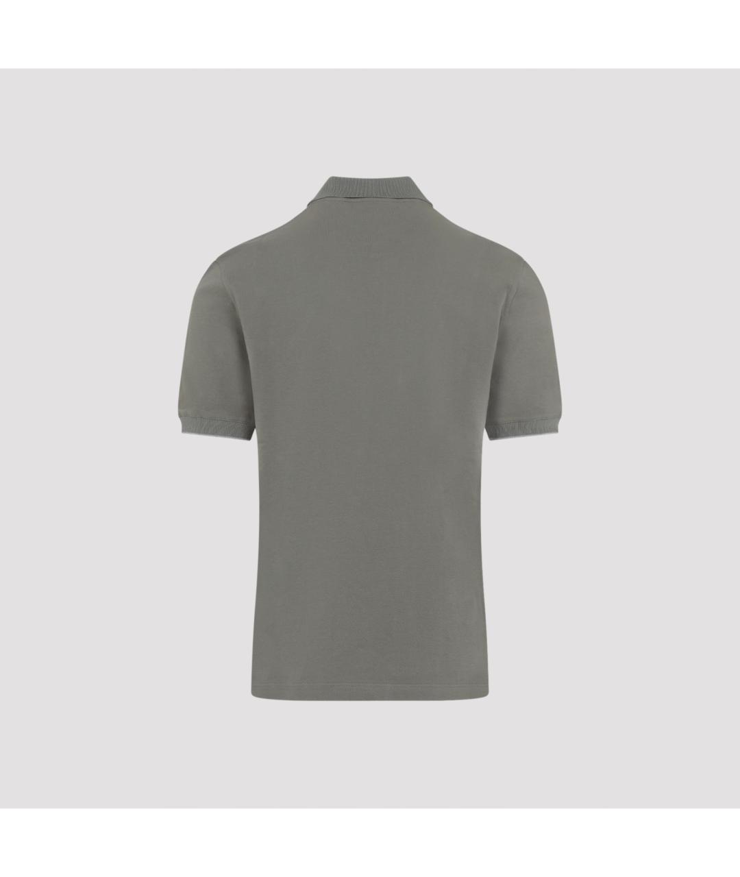 BRUNELLO CUCINELLI Хаки хлопковое поло с коротким рукавом, фото 2