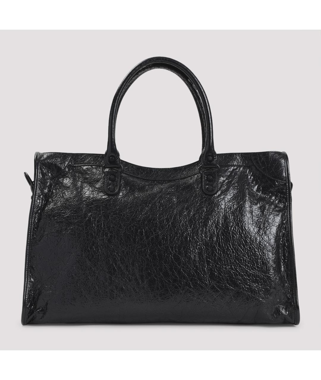 BALENCIAGA Черная кожаная сумка тоут, фото 4