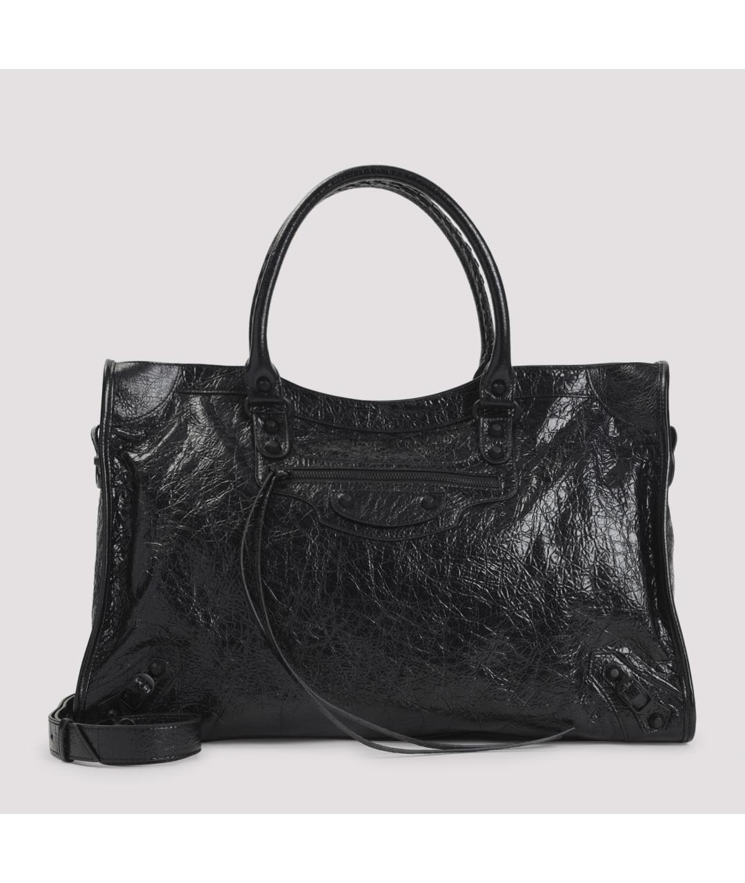 BALENCIAGA Черная кожаная сумка тоут, фото 2