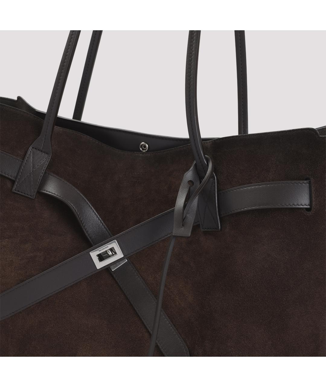 BALENCIAGA Коричневая замшевая сумка тоут, фото 5