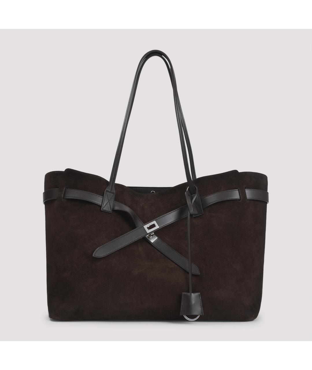 BALENCIAGA Коричневая замшевая сумка тоут, фото 2