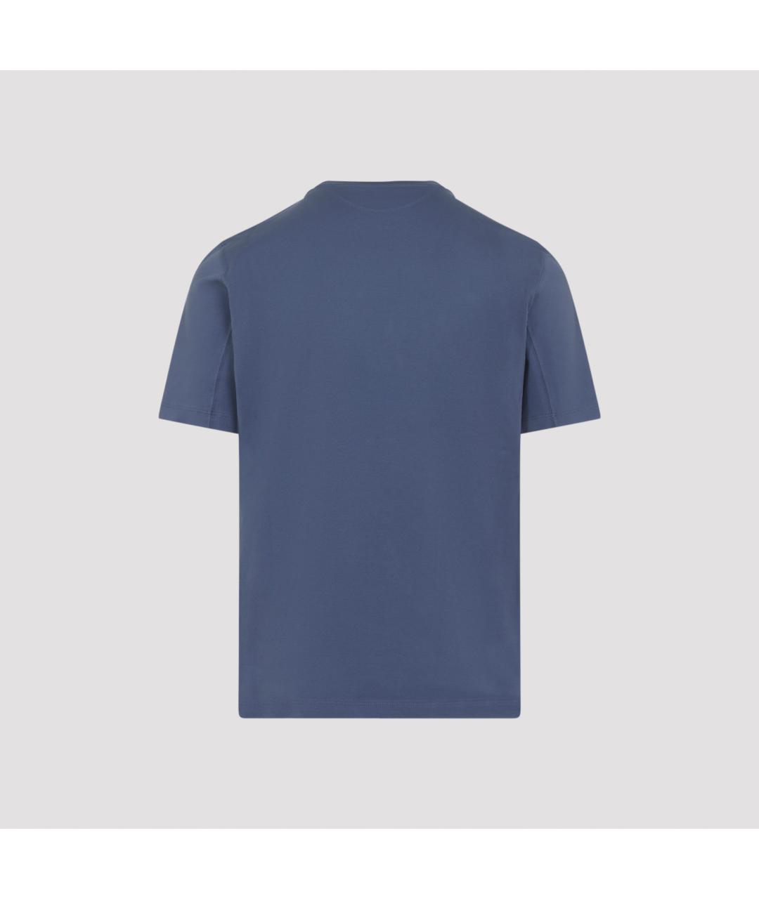 BRUNELLO CUCINELLI Синяя хлопковая футболка, фото 4
