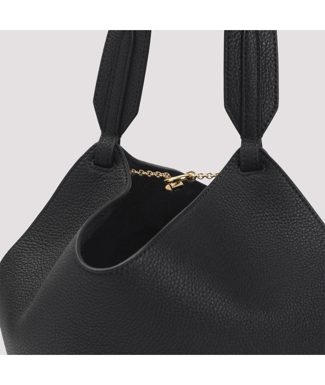 KHAITE Черная кожаная сумка тоут, фото 4