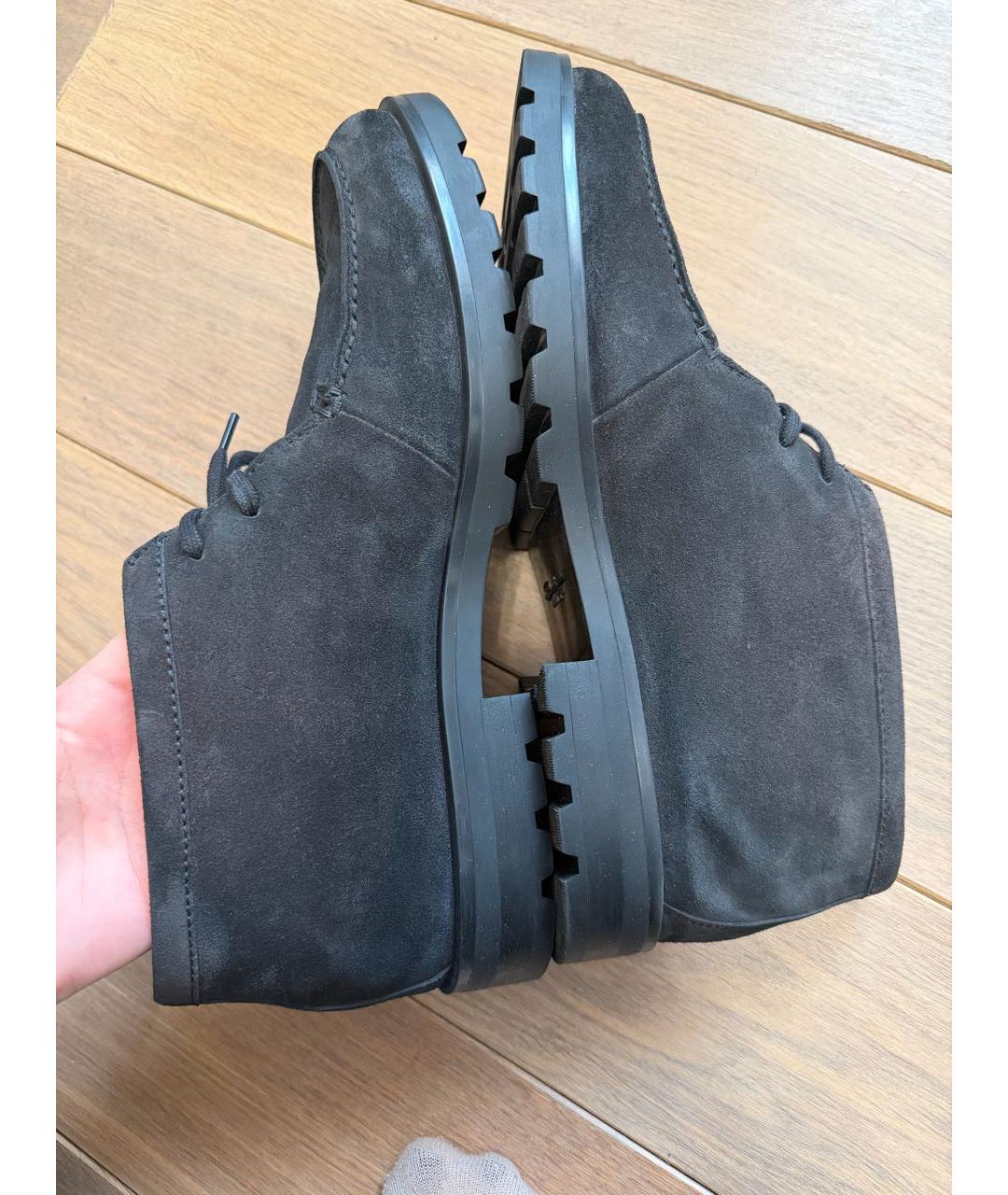 SANTONI Антрацитовые замшевые низкие ботинки, фото 7