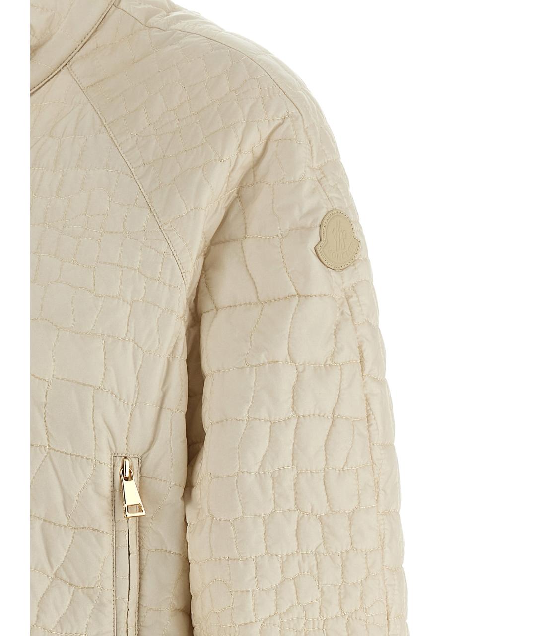 MONCLER Бежевый полиамидовый пуховик, фото 4