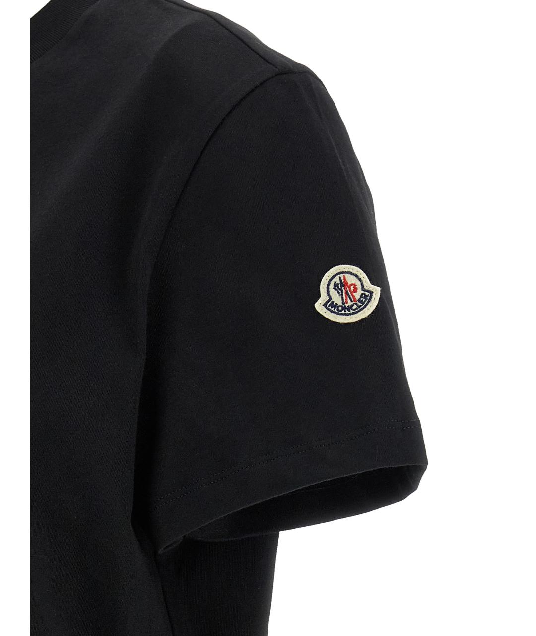 MONCLER Черная хлопковая футболка, фото 4