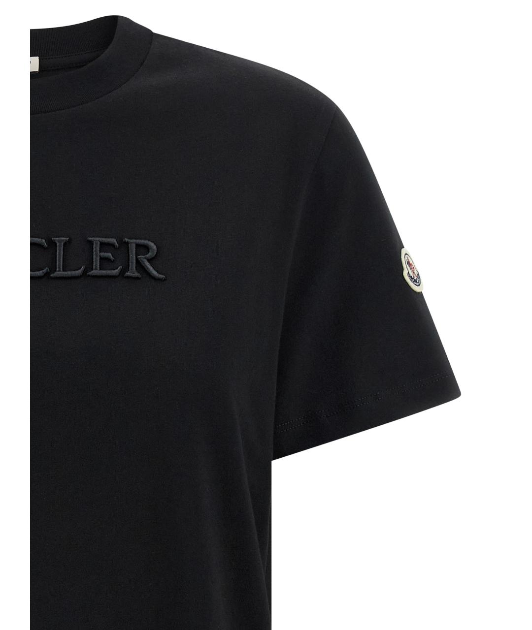 MONCLER Черная хлопковая футболка, фото 3