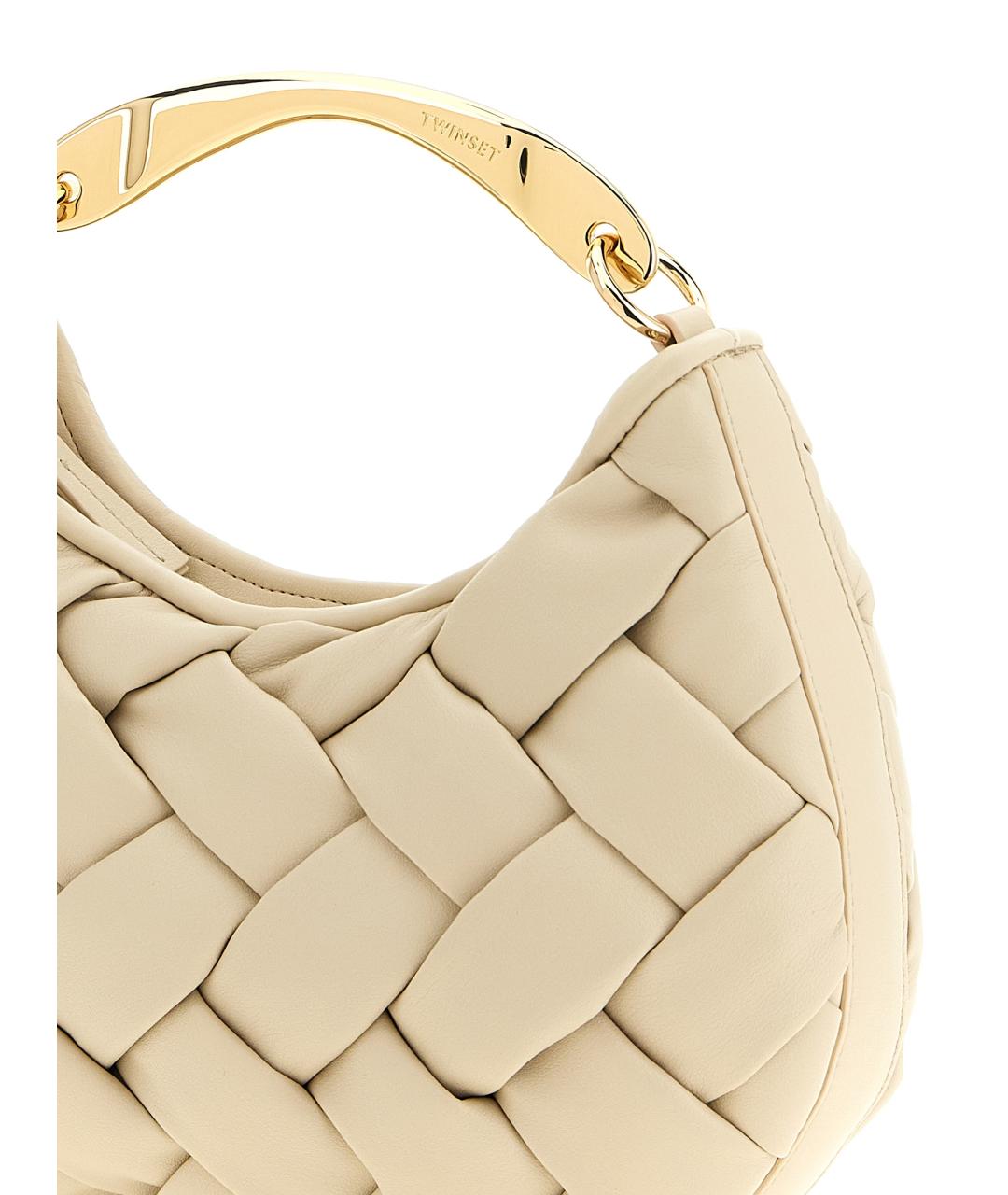 TWIN-SET Бежевая сумка с короткими ручками из искусственной кожи, фото 3