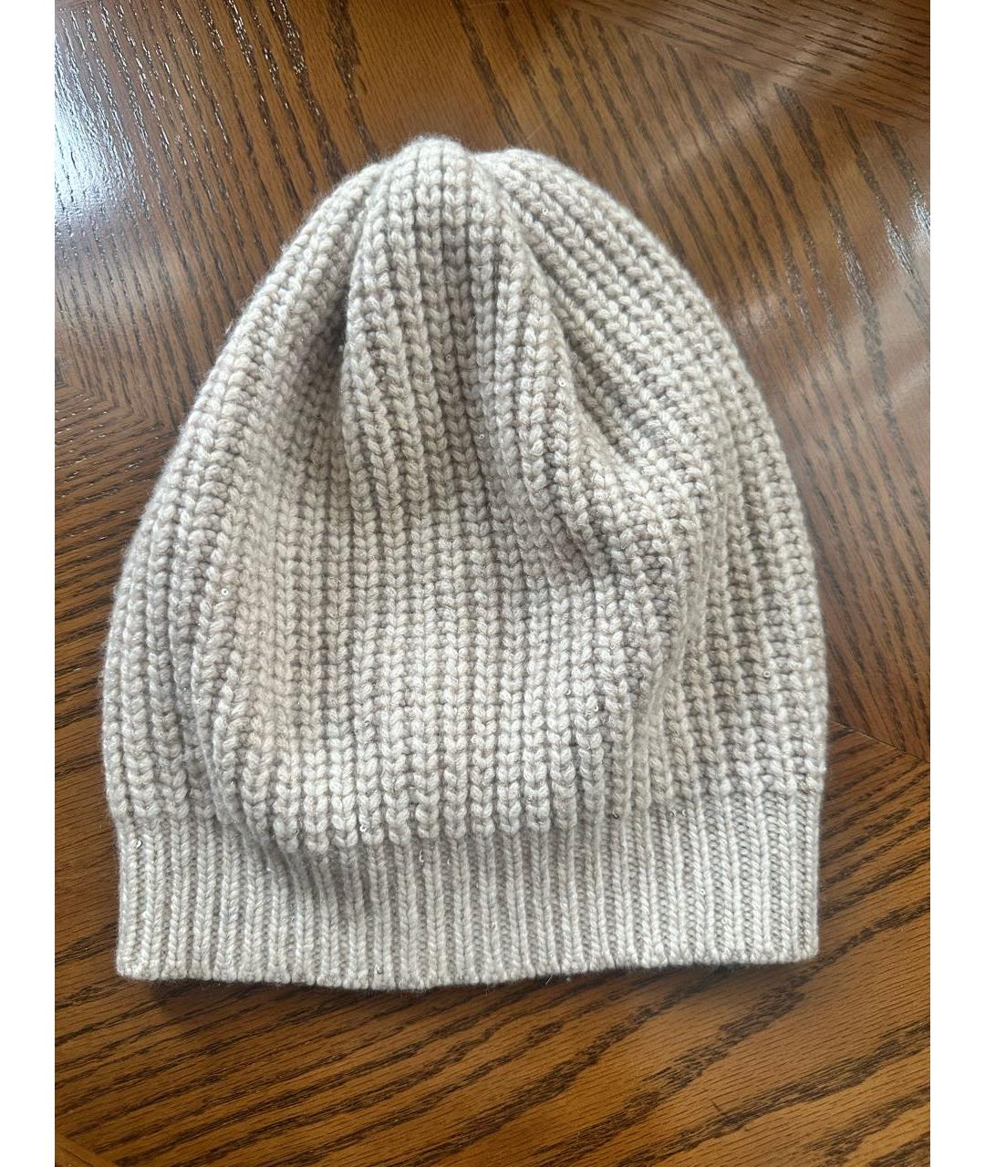 BRUNELLO CUCINELLI Бежевая кашемировая шапка, фото 6