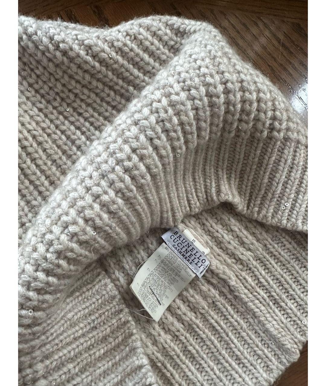 BRUNELLO CUCINELLI Бежевая кашемировая шапка, фото 3