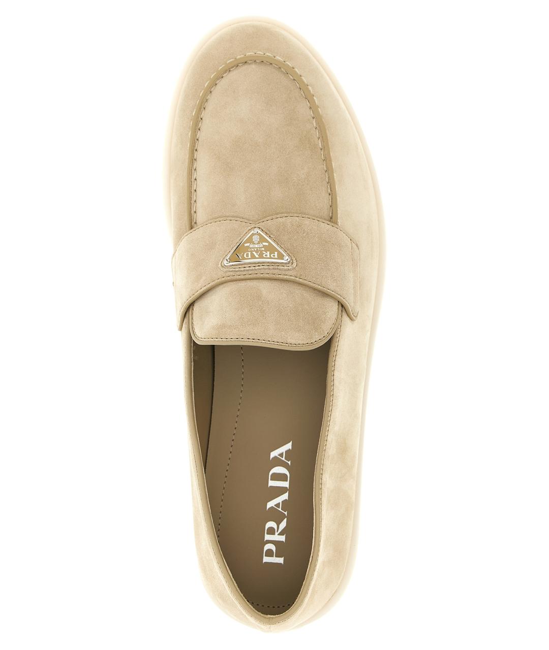 PRADA Бежевые замшевые лоферы, фото 4