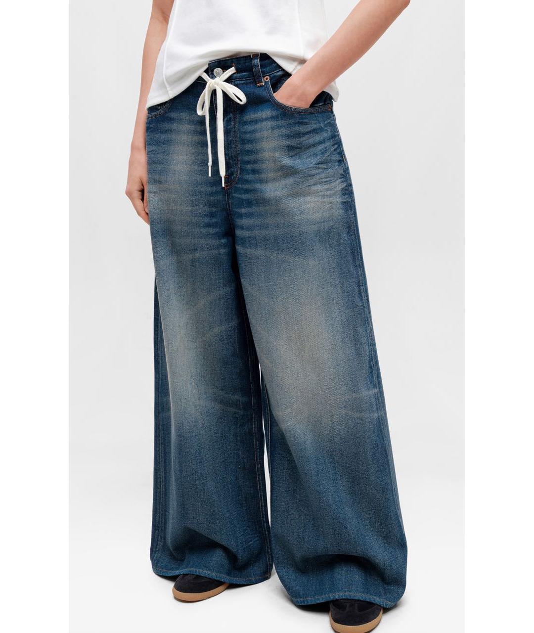 MM6 MAISON MARGIELA Синие хлопковые джинсы клеш, фото 2