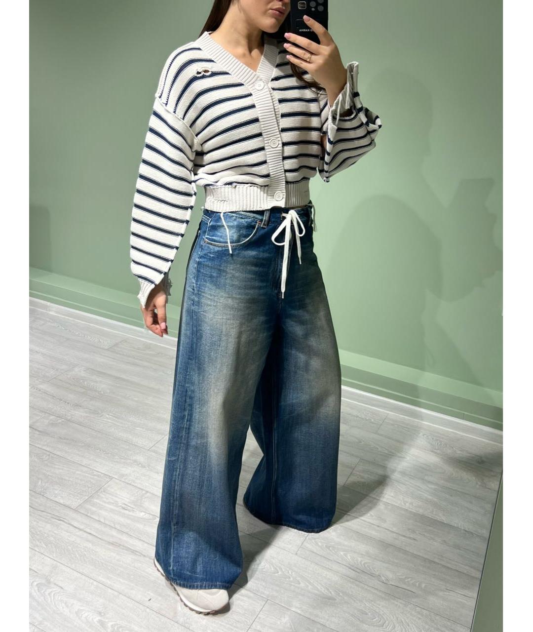 MM6 MAISON MARGIELA Синие хлопковые джинсы клеш, фото 8