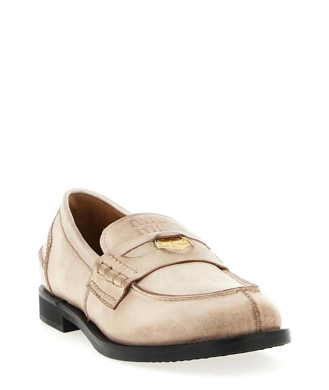 MIU MIU Белые кожаные лоферы, фото 2