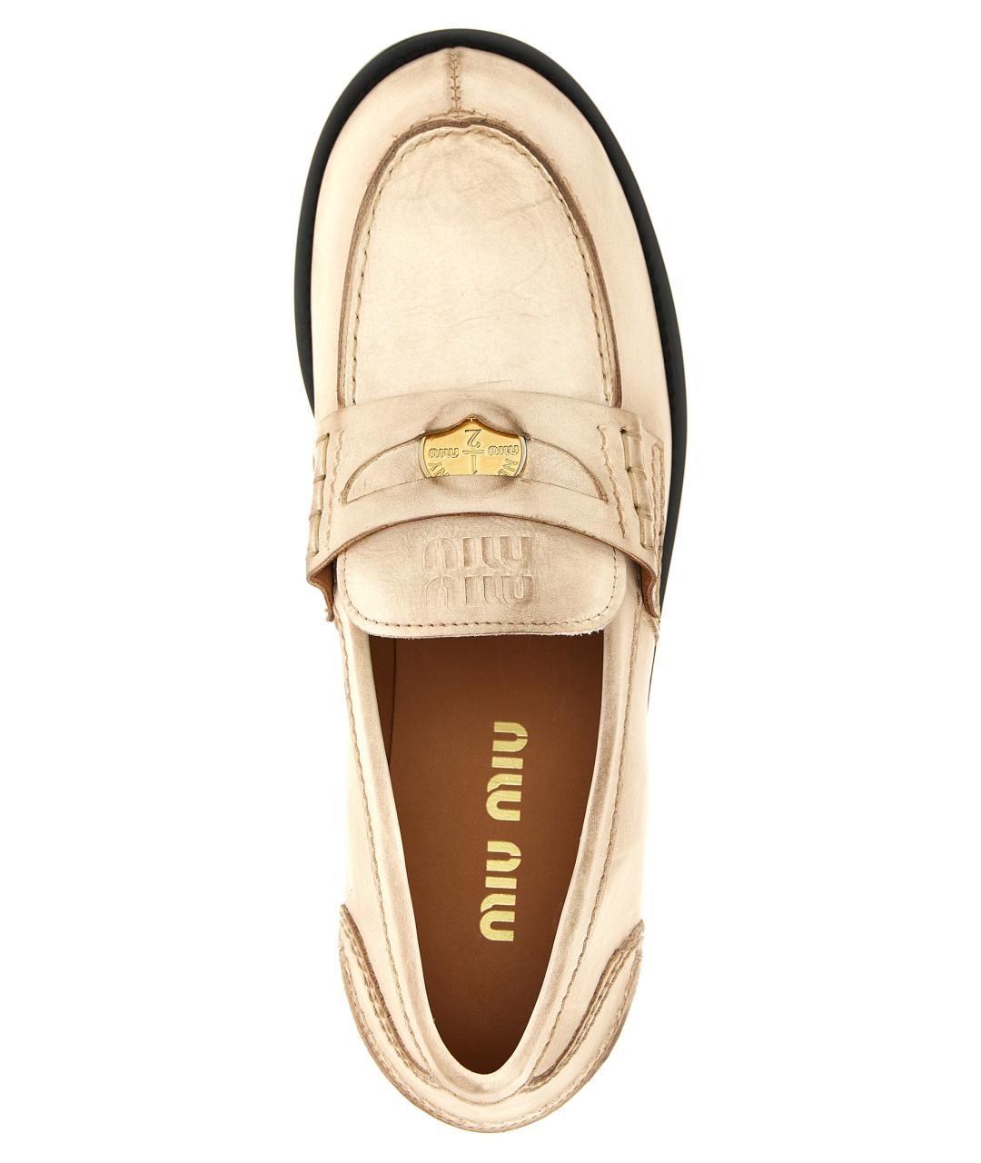 MIU MIU Белые кожаные лоферы, фото 4