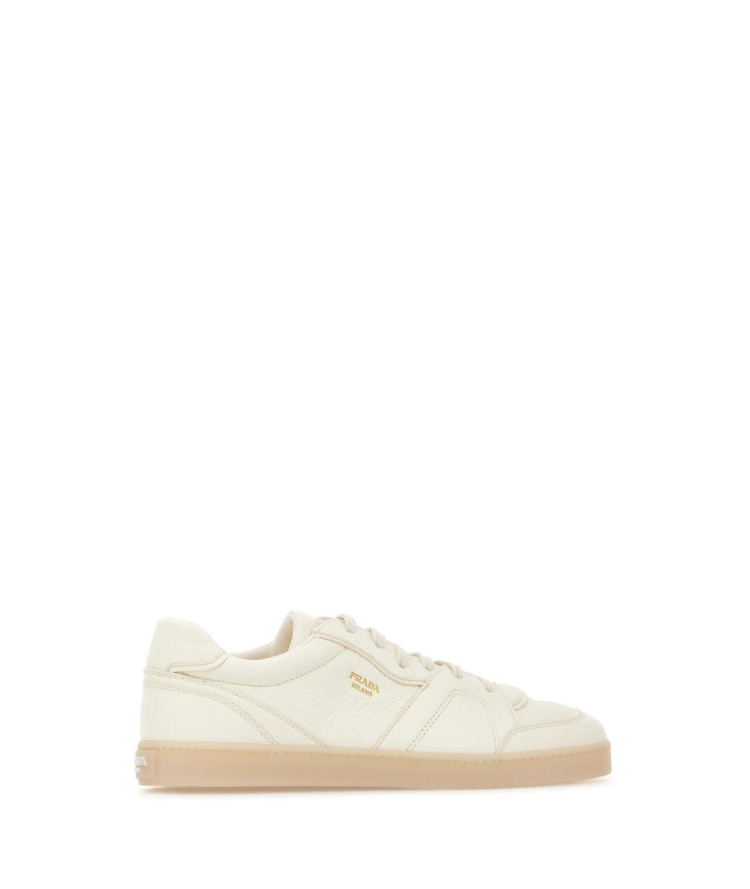 PRADA Белые кожаные низкие кроссовки / кеды, фото 3