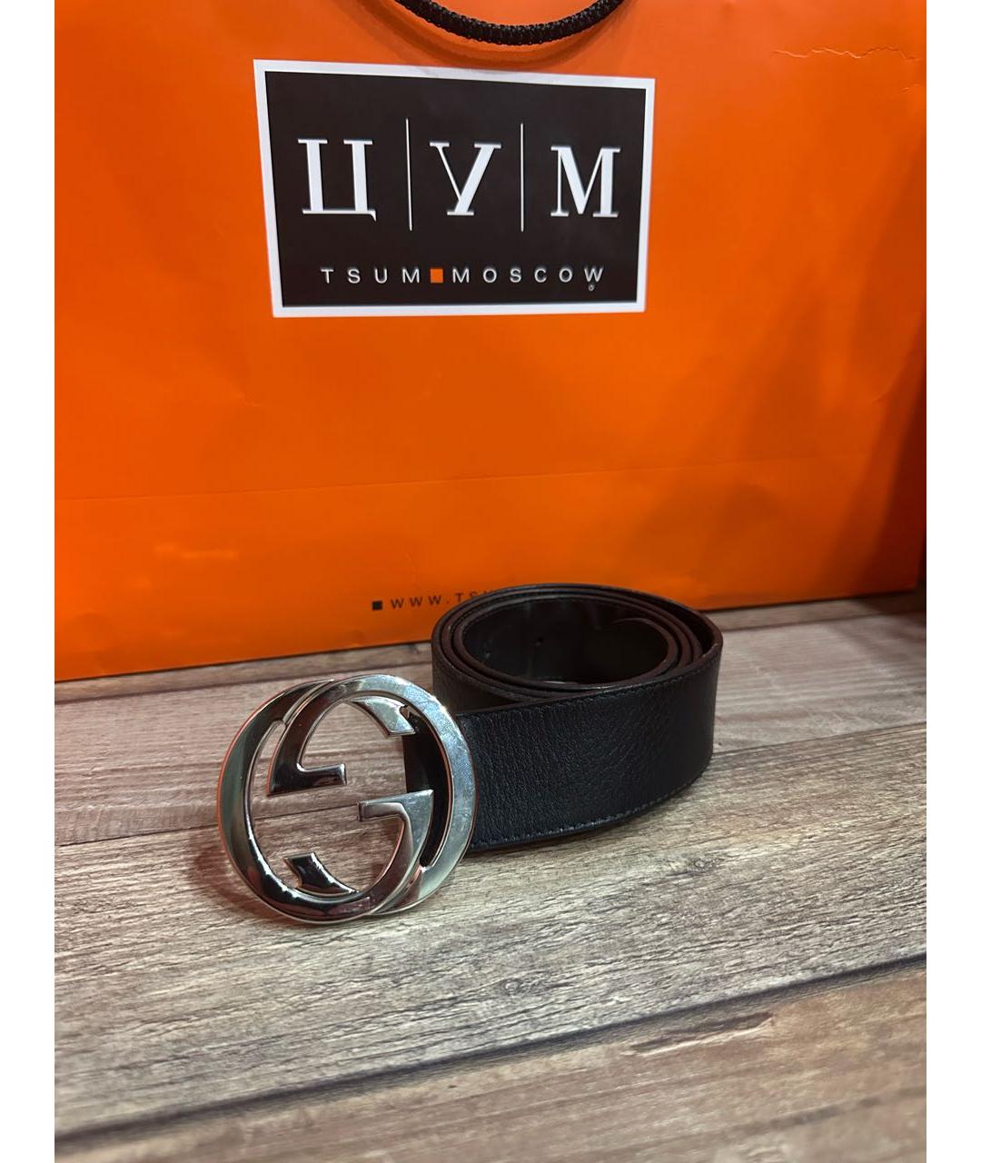 GUCCI Черный кожаный ремень, фото 8