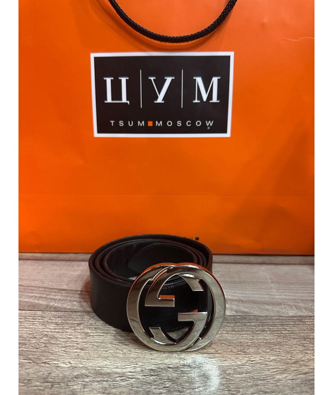 GUCCI Черный кожаный ремень, фото 2
