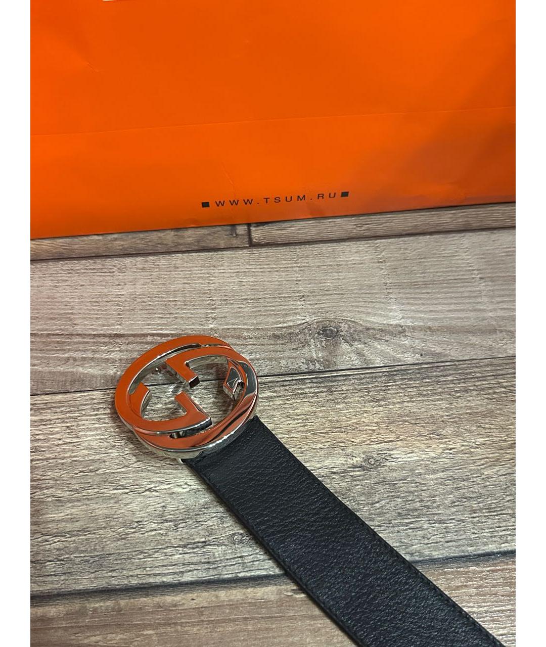 GUCCI Черный кожаный ремень, фото 3