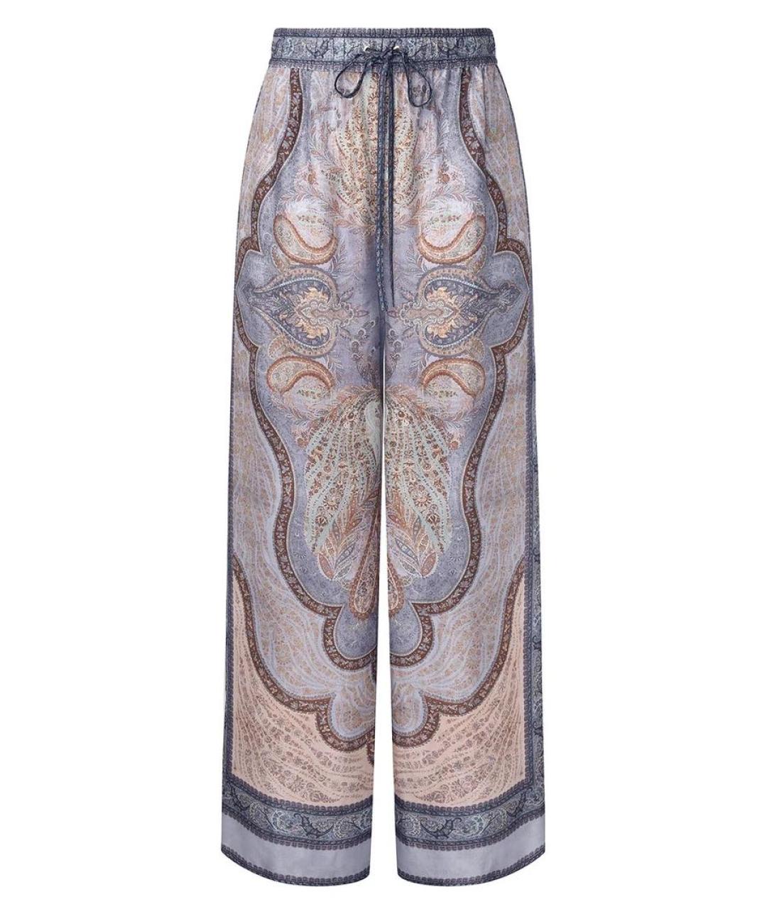 ZIMMERMANN Синие шелковые брюки широкие, фото 7